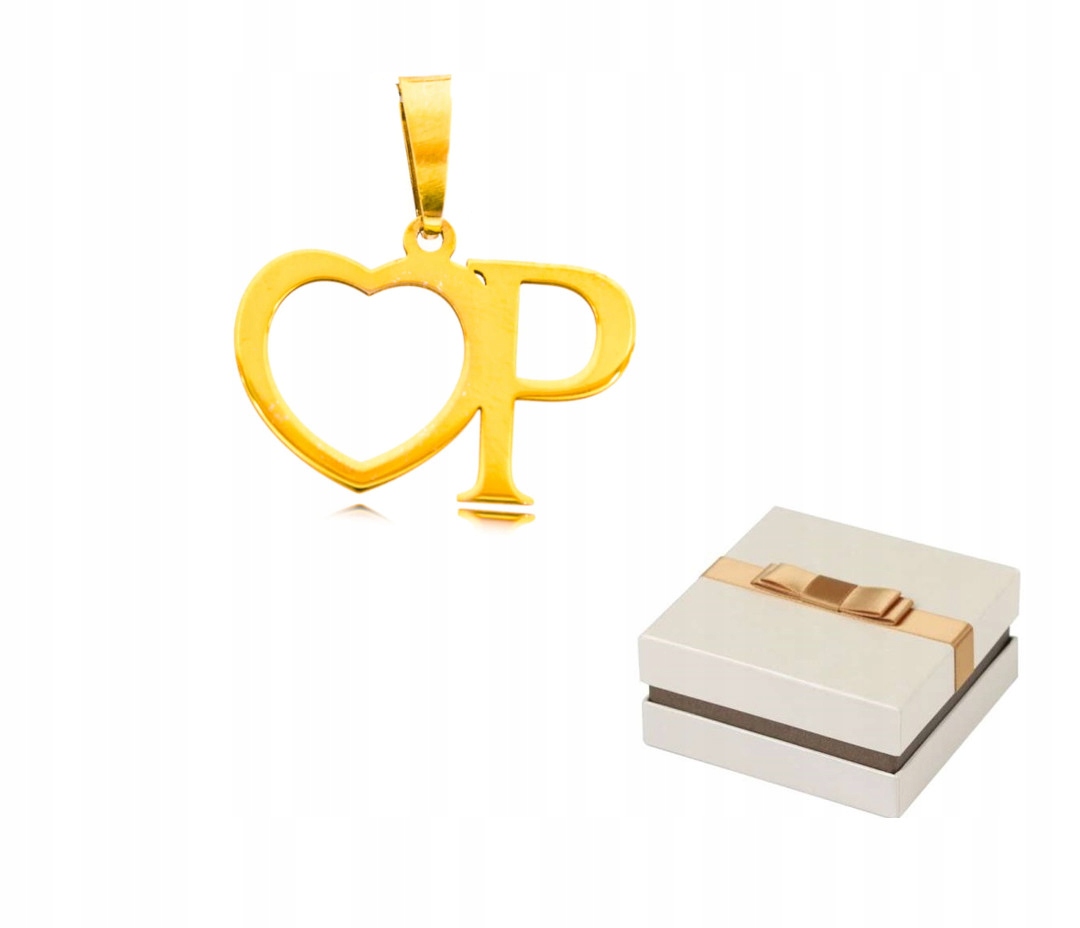 Zlato 585 Zlaté písmenko P Srdce přívěsek přívěsek 14 karátů ZZ86
