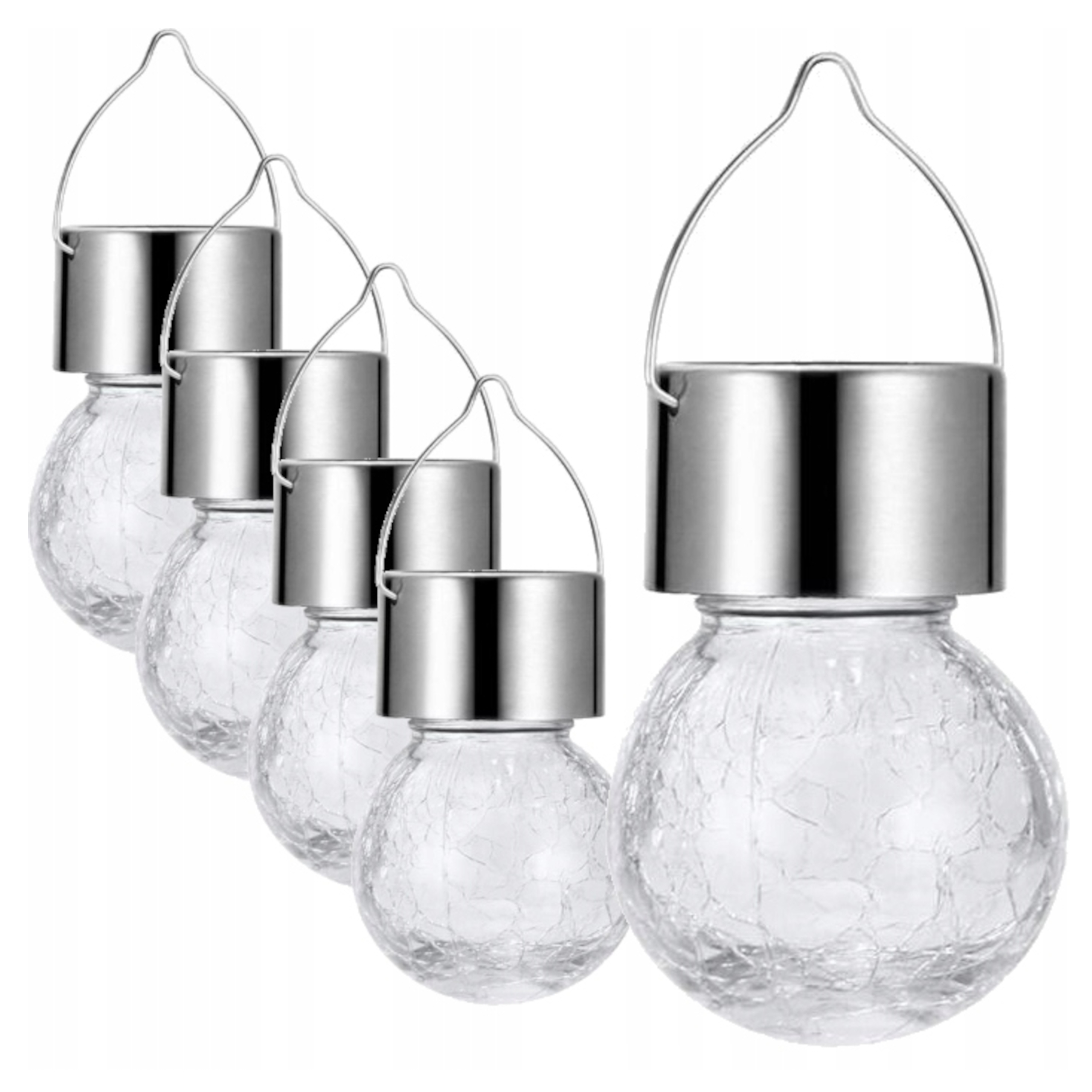 

Lampa Ogrodowa Led Solarna Kula Wisząca Szklana x5