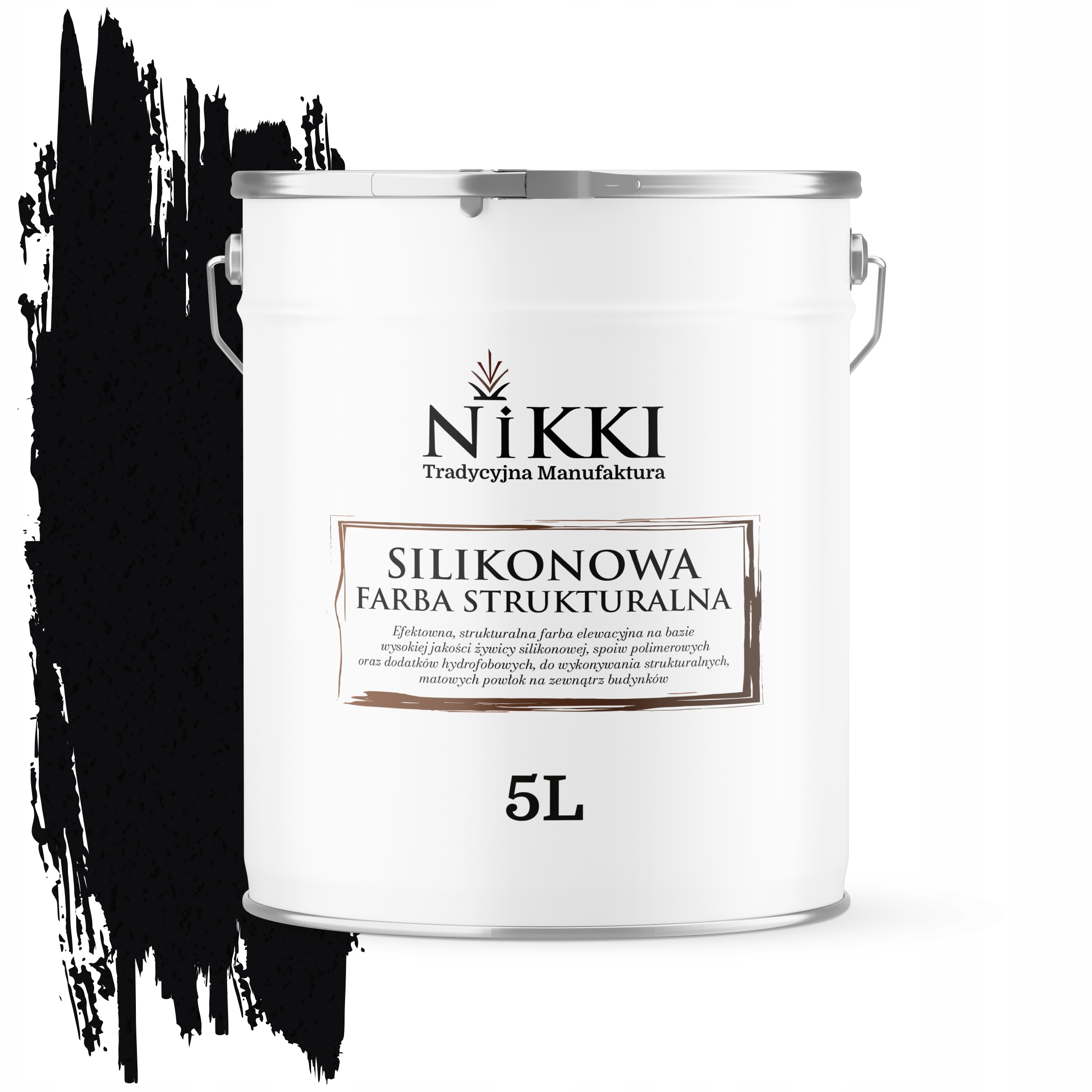 Štruktúrovaná fasádna silikónová fasádna farba 5L čierna hlboká RAL9005