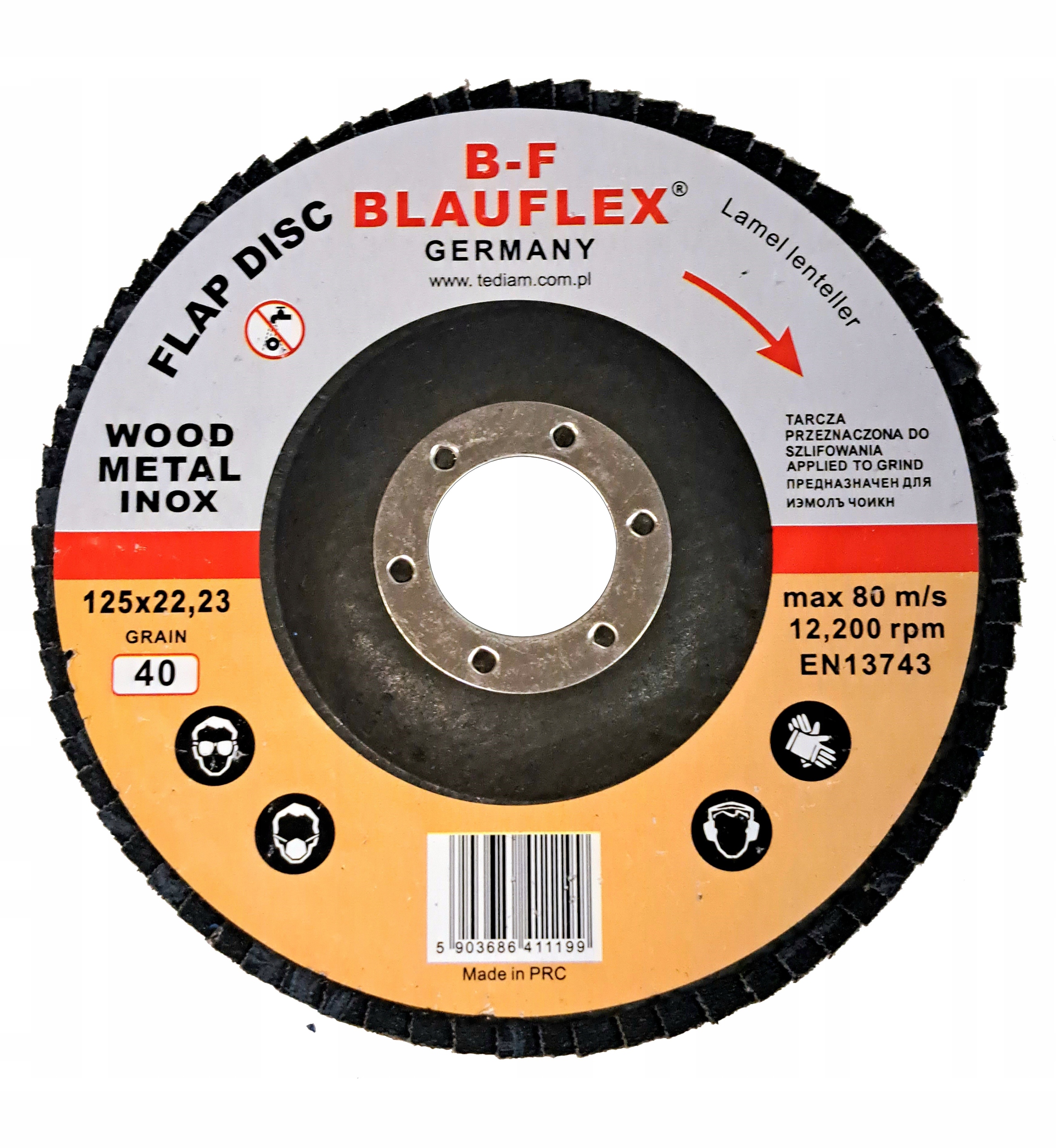 

Tarcza listkowa lamelkowa 125 Gr 40 inox