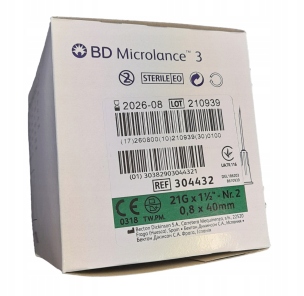 

Igły Bd Microlance 21G 0,8x40mm 100 szt Ref 304432