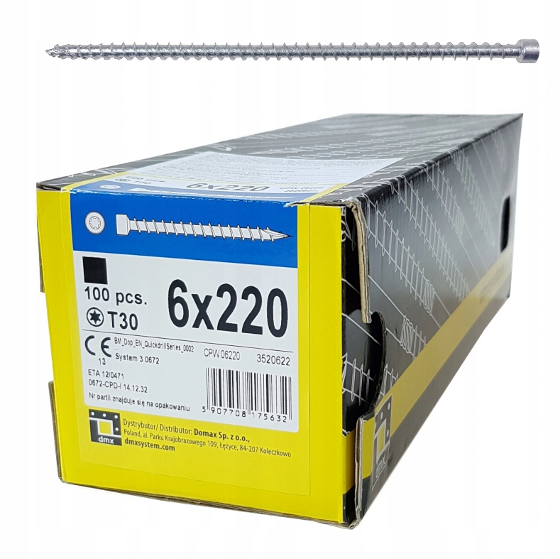 

Wkręt ciesielski Cpw 6x220 pełny gwint łeb Walcowy