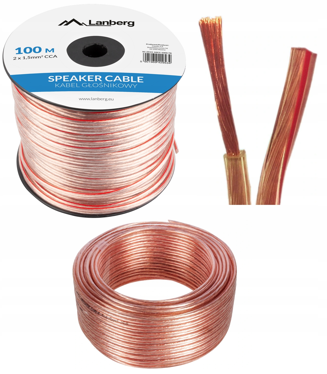 

Kabel Przewód Głośnikowy Audio 2x1.5mm Cca Hq 10m