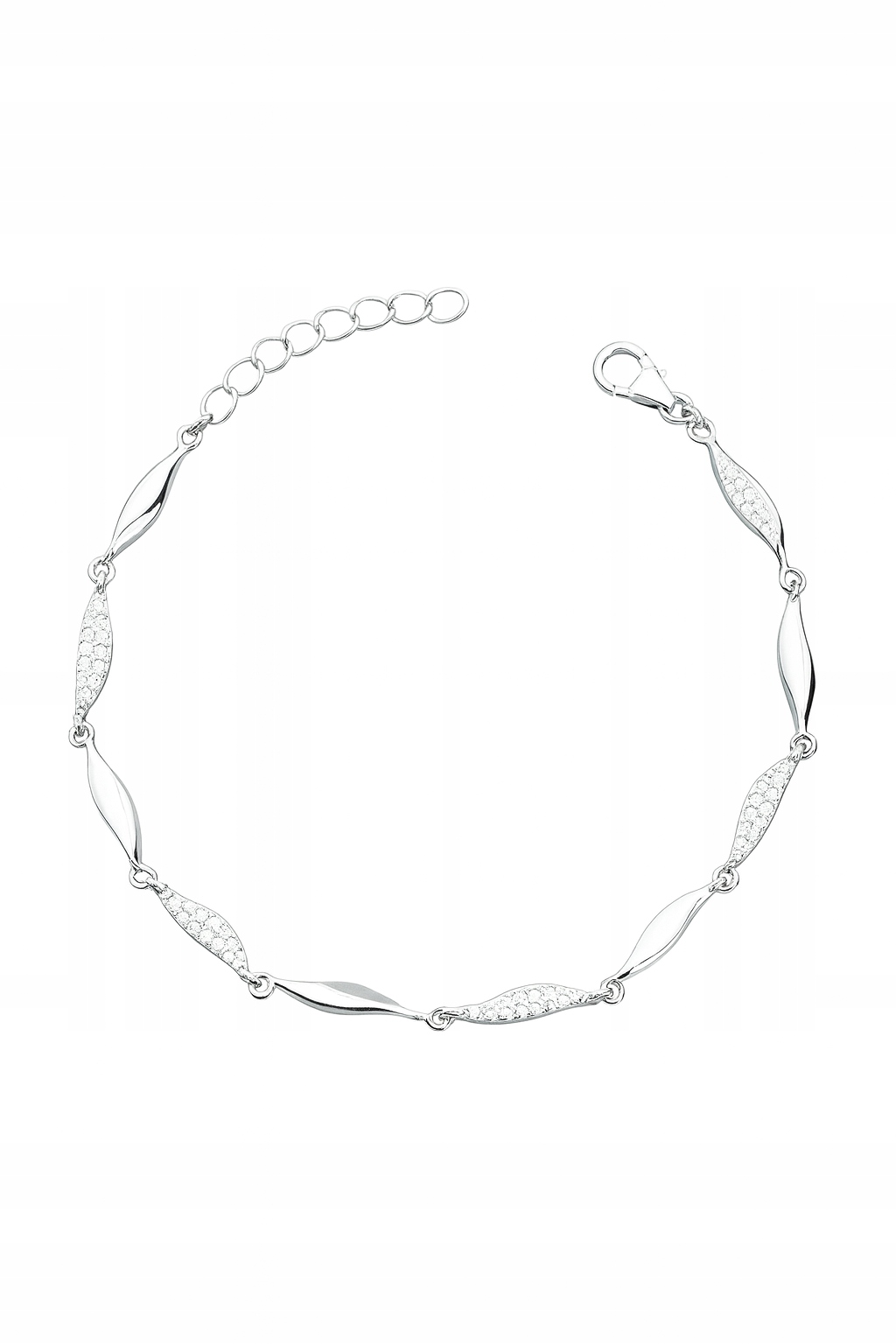 Stříbrný vlnitý náramek se zirkony