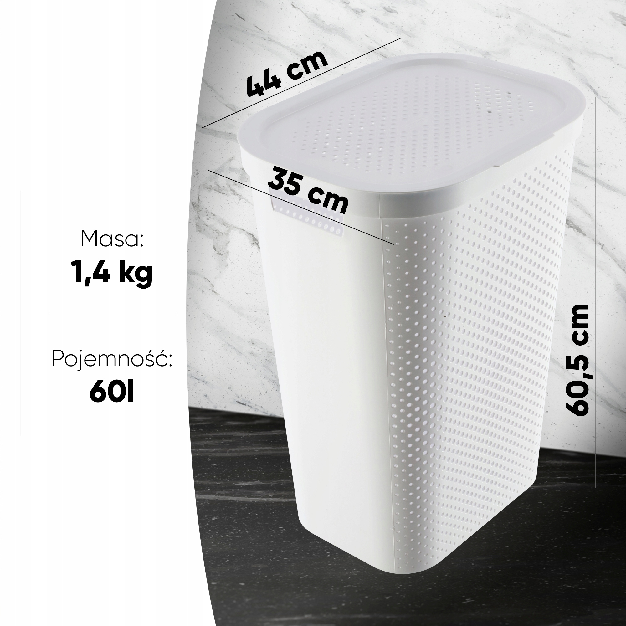 CURVER KOSZ NA PRANIE BIELIZNĘ 60 L BIAŁY Marka Curver