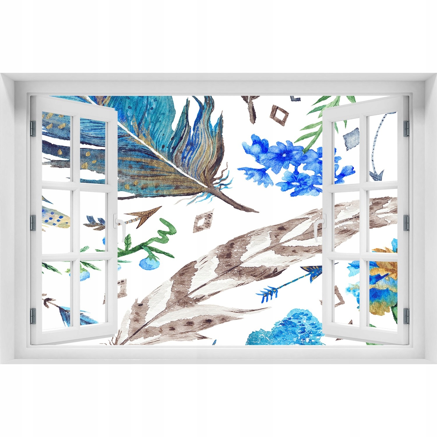 

Fotoobraz Naklejka na ścianę Pióra i kwiaty 90x60