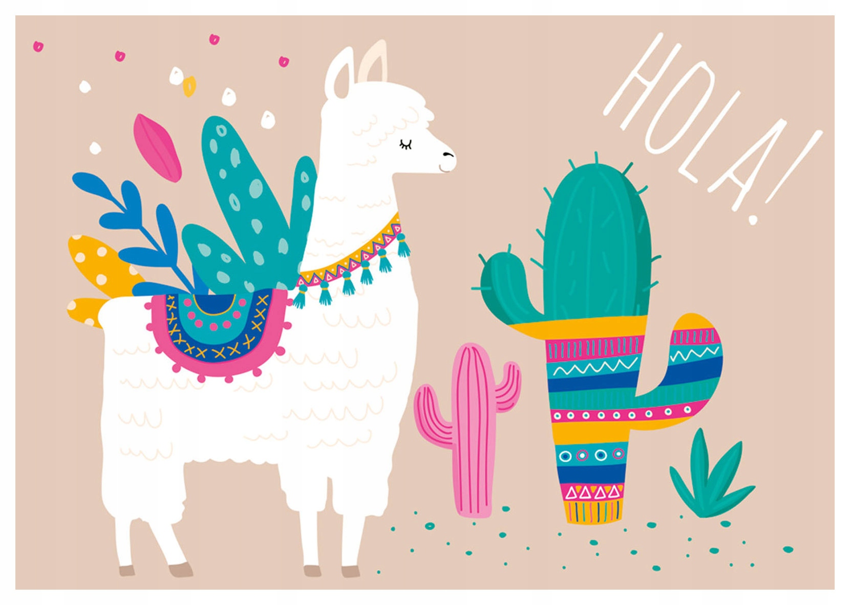 Fototapeta Lama s kaktusem pouštní motiv dekorace pro děti 208x146 lepidlo