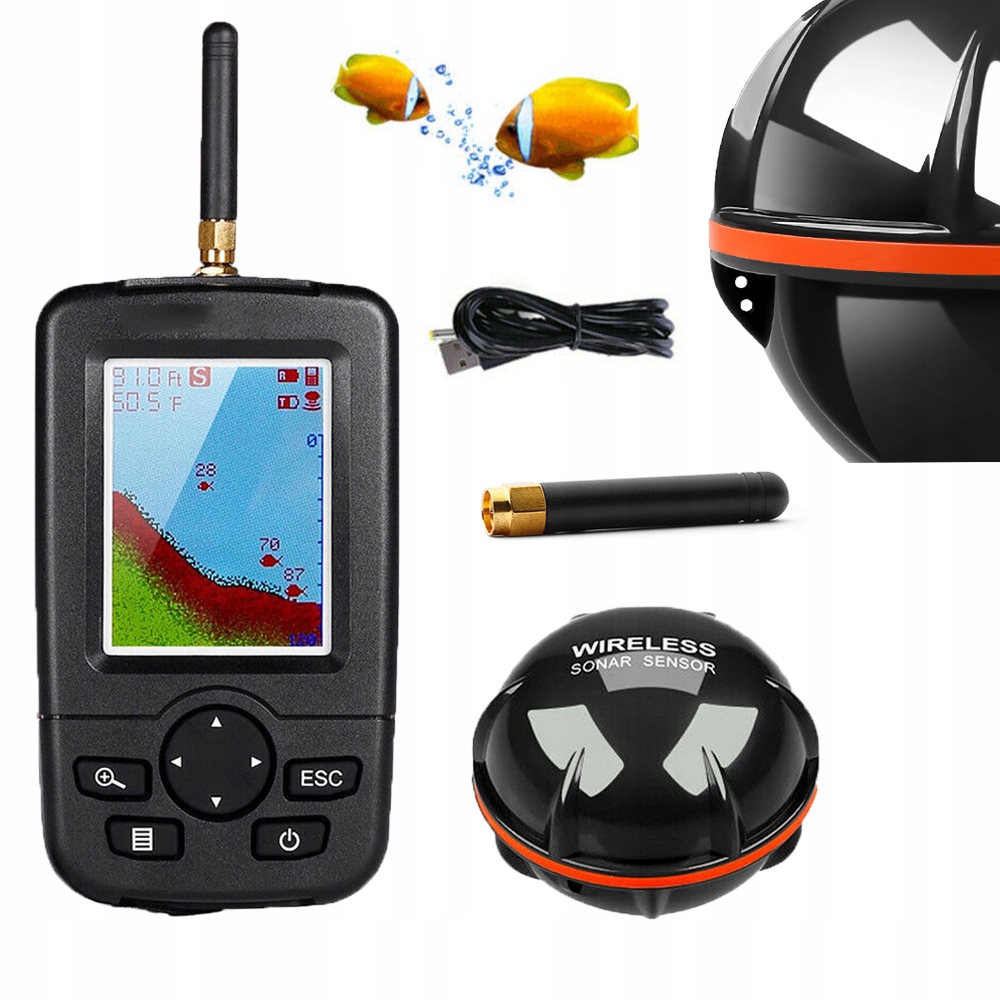 Bezprzewodowy Inteligentny Echosonda Czujnik Sonarowy Wędkarstwo 100M