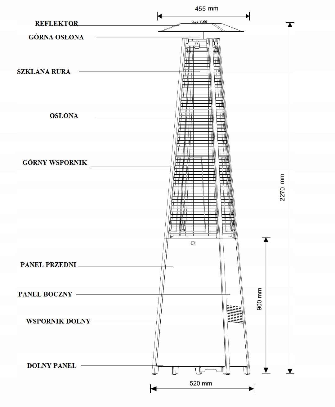 PARASOL GRZEWCZY PROMIENNIK TARASOWY OGRZEWACZ GAZOWY OGRÓD BALKON TARAS Styl nowoczesny