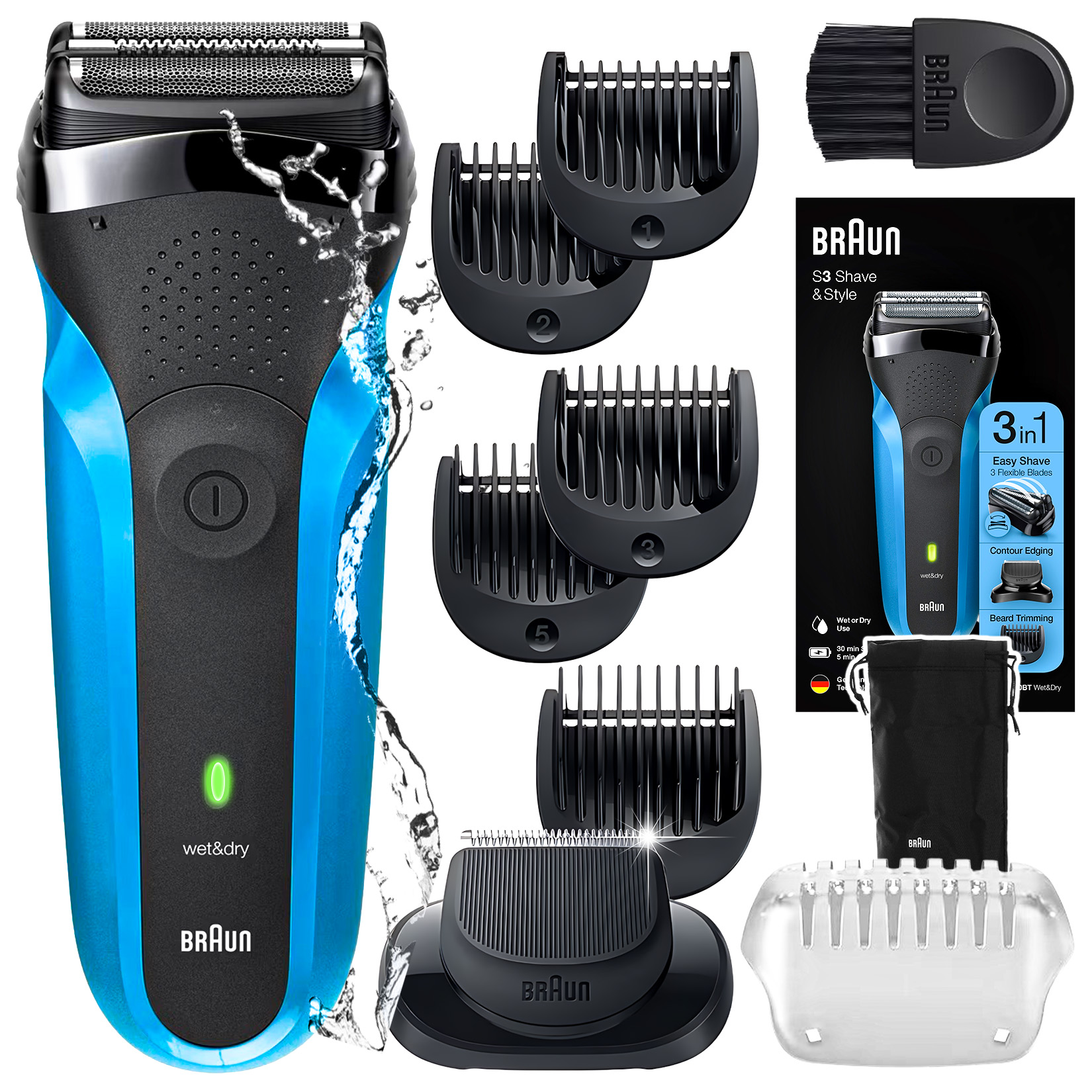 Holicí Strojek Braun Series 3 310BT Sensofoil Wet&dry Zastřihovač 5 Nástavců