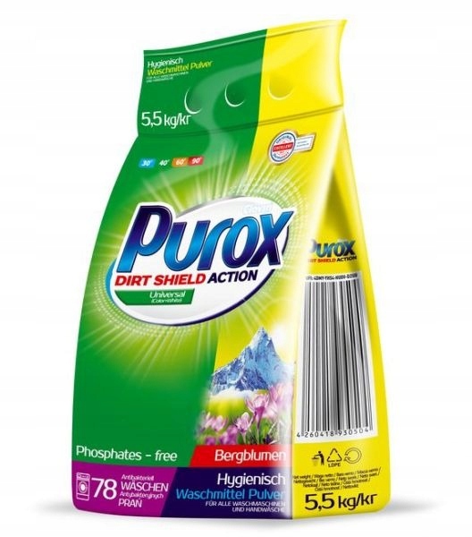 Proszek do prania PUROX Universal + Kolor 2 x5,5kg Kod producenta Purox 5,5 kg