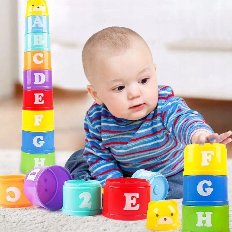 PIRAMIDA WIEŻA Z KLOCKÓW KUBECZKÓW DO ZABAWY WODY KLOCKI DLA DZIECI ZABAWKA Marka LEO