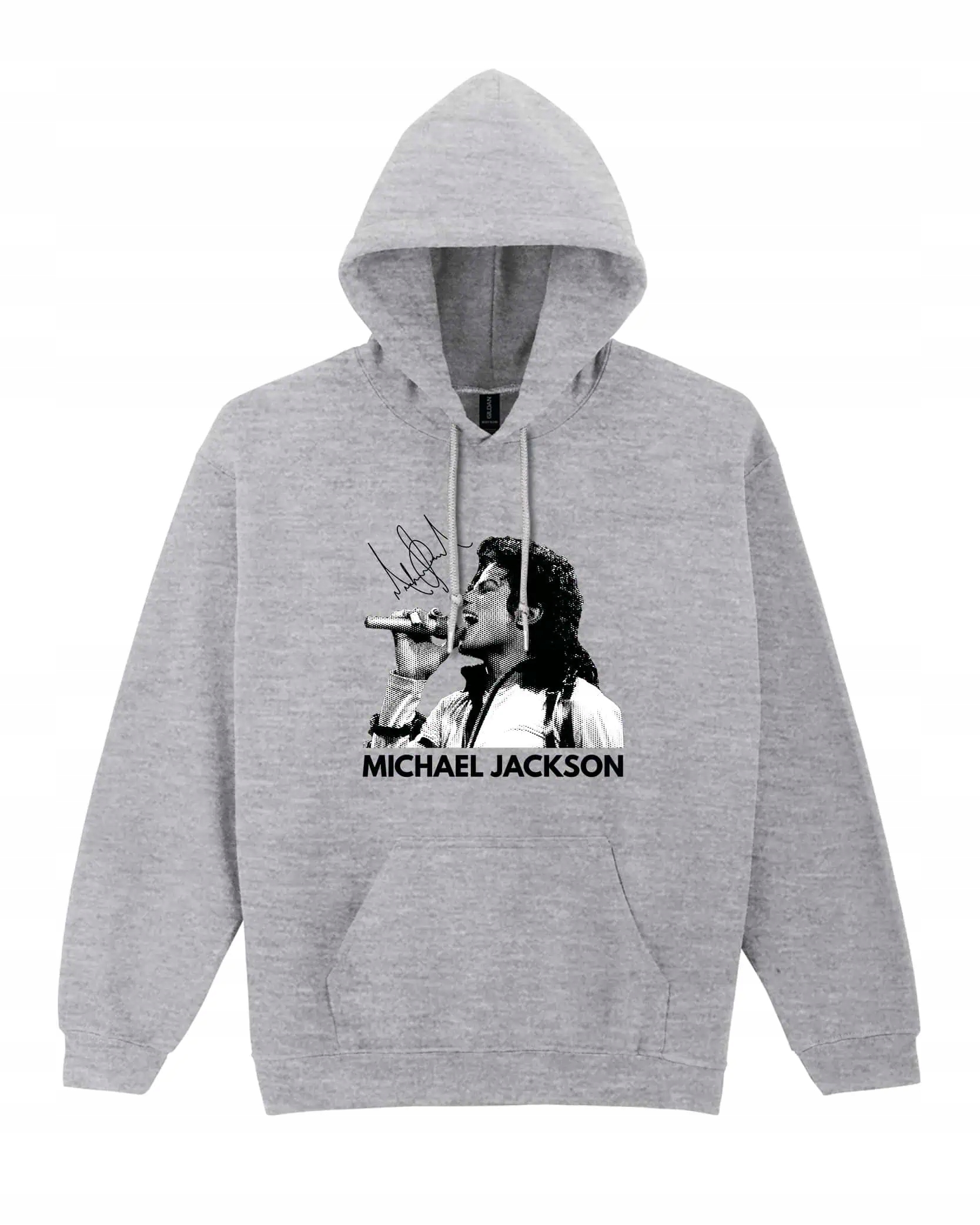Mikina s kapucí Král popu Ikona hudby Zpěvák s podpisem Šedá L