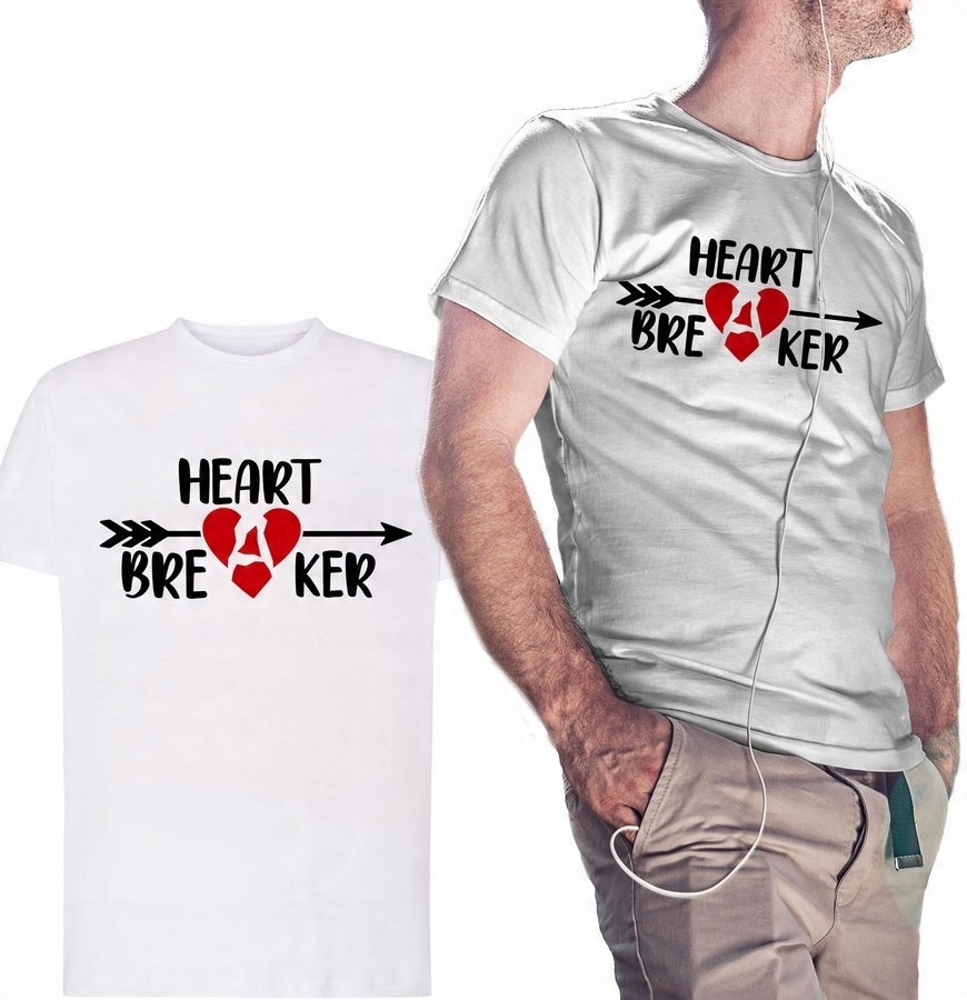 

Koszulka męska Heartbreaker, na prezent, biała 2XL