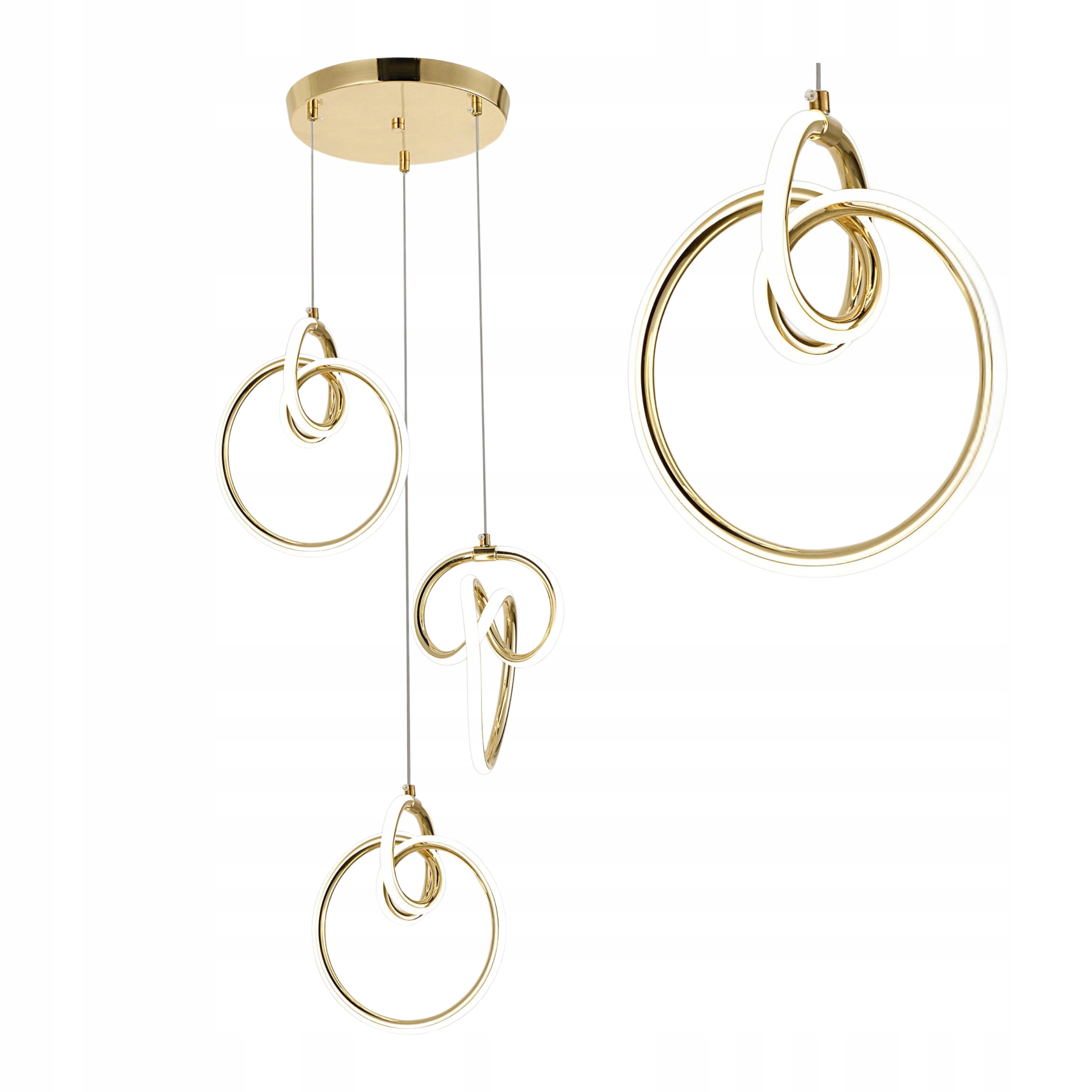 Lampa Sufitowa Wisząca Led Złota Okręgi Nowoczesna Do Salonu Ring Potrójna