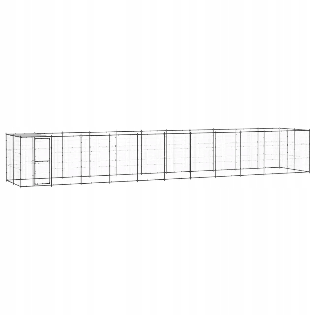 Levně Venkovní psí kotec se střechou ocel 26,62 m² Černý 3082297