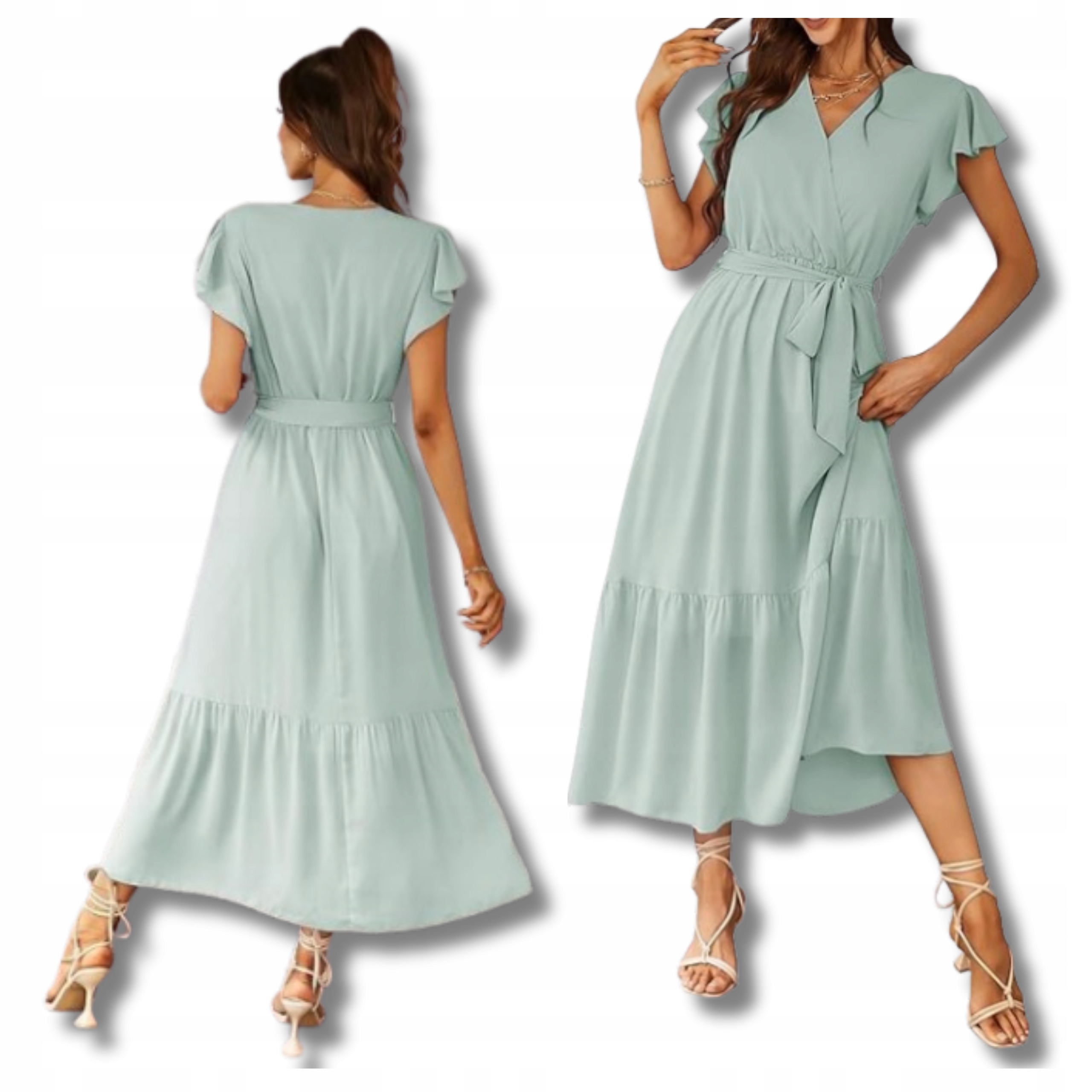 Letní Šaty Maxi vel. M Zelená Dlouhá Vzdušná Šaty