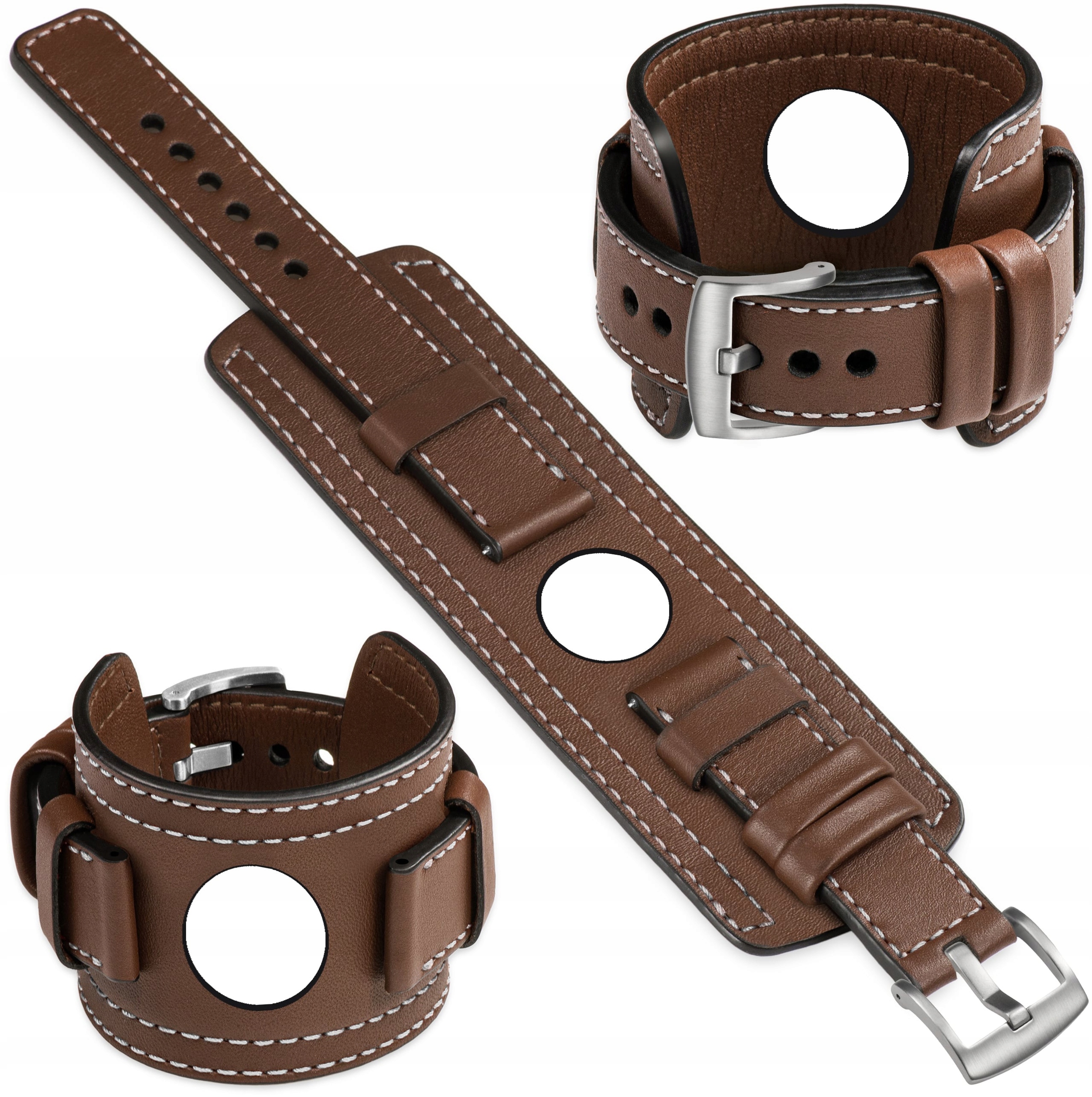 Kožený řemínek 22 mm pro Samsung Watch 3 45/46 Gear S3 s podložkou Movear