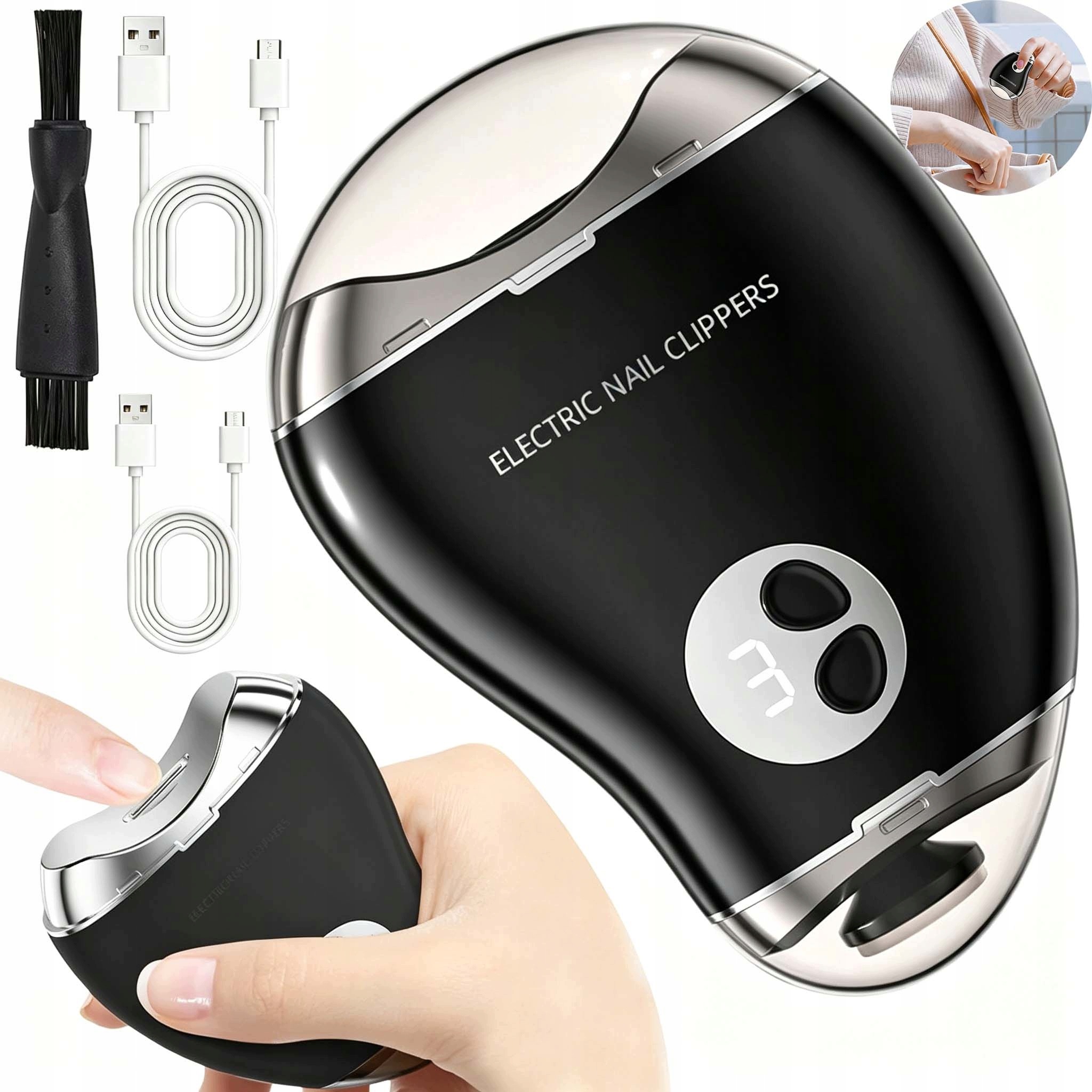 Elektrický Zastřihovač Nehtů 3 Rychlosti Led Usb Bezpečný Zastřihovač 4V1
