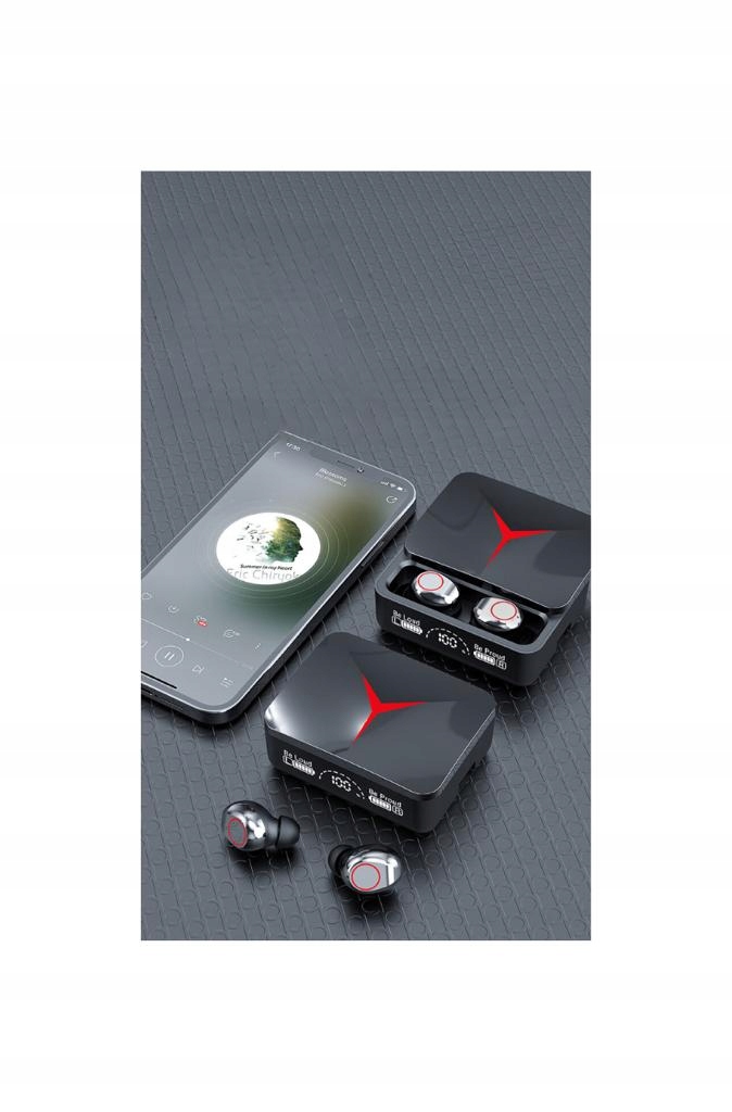 SŁUCHAWKI BEZPRZEWODOWE DOUSZNE M90 PRO MIKROFON BLUETOOTH 5.3 + POWERBANK Wbudowana pamięć brak pamięci