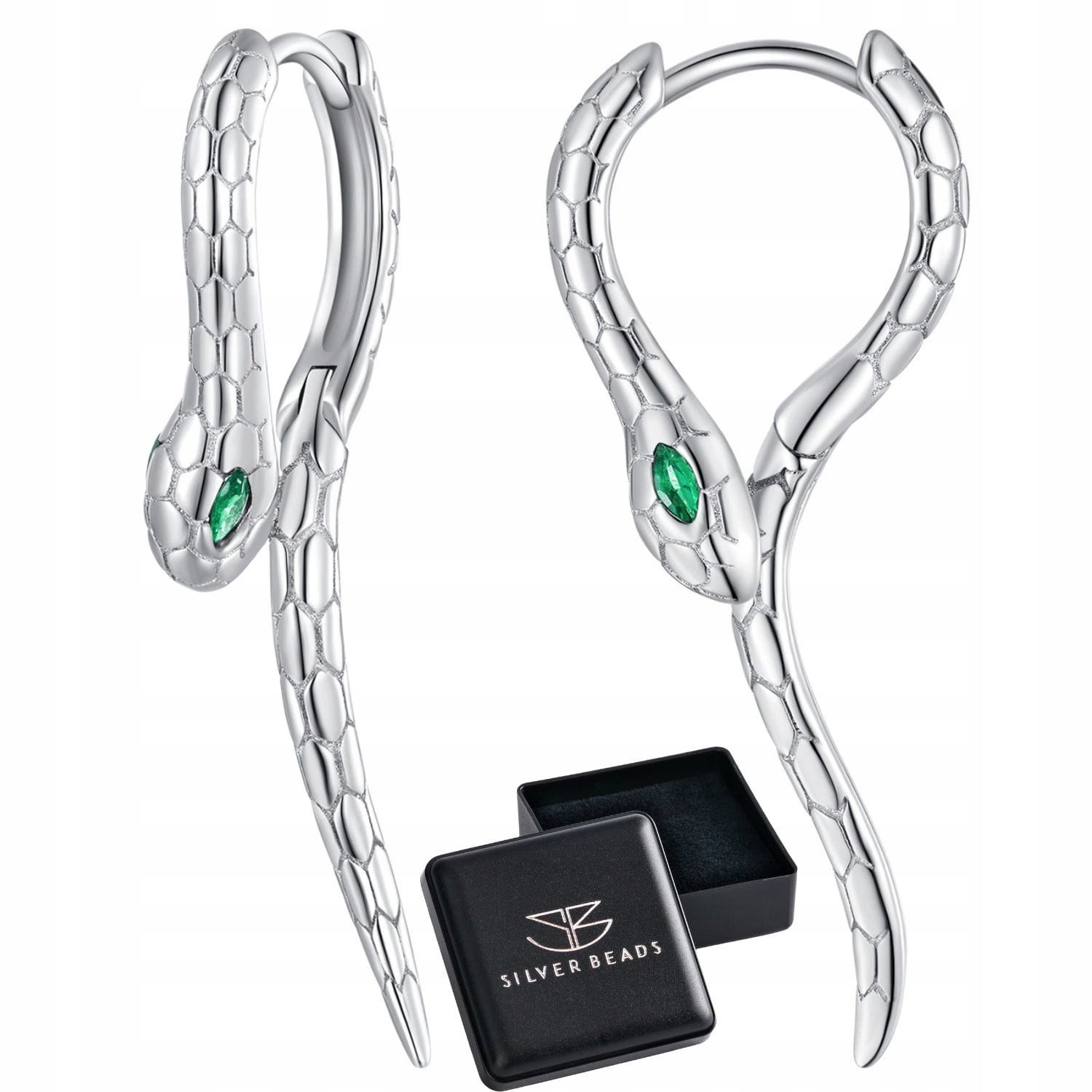 K302 Wąż węże srebrne kolczyki zatrzaski