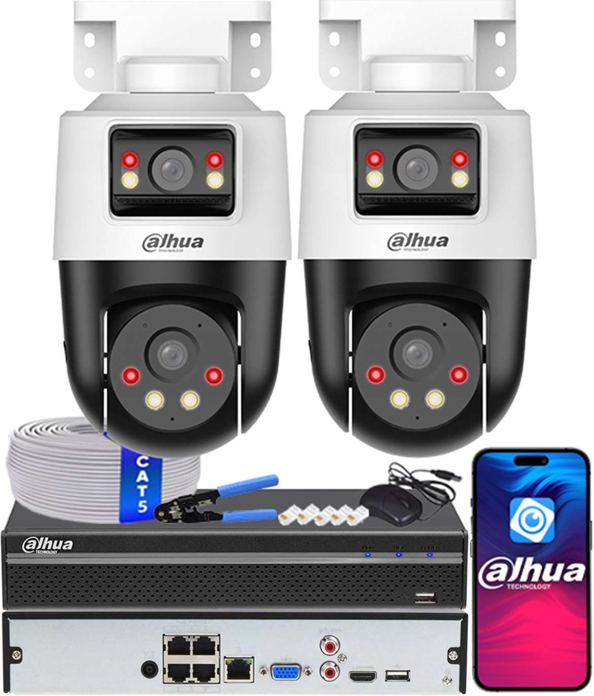 Sada pro monitorování 2 kamer Dahua 4 Mp IPC-PTS1439B-E2-S-PV Ai Dual Light