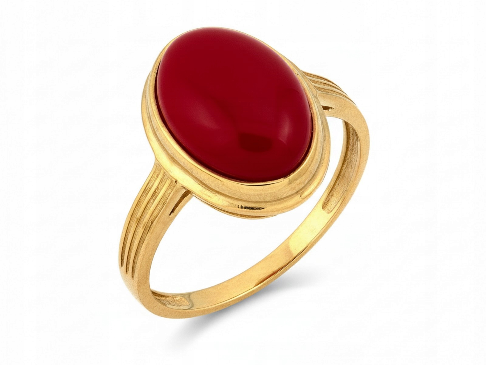 Zlatý velký prstýnek 585 s Korálem 3.77g, elegantní Prolamovaný vzor 18r