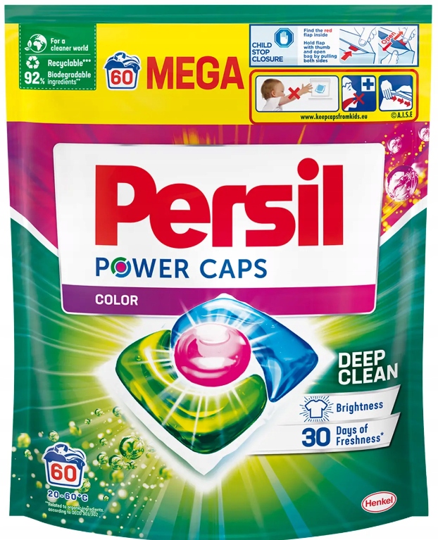 Levně Persil Power Caps Color Kapsle na praní barev 60 ks Deep Clean