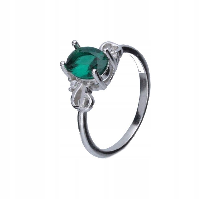 Dámský prstýnek ze stříbra 925 zelený Zirkony ozdobný jako dárek r16