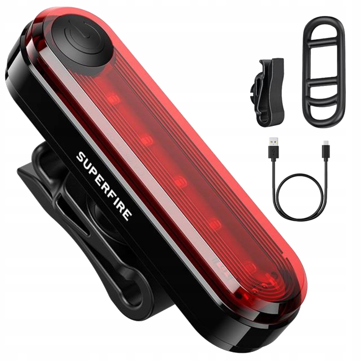 Tylna Lampka Rowerowa Usb Akumulator 230MAH 4 Tryby Lekka Superfire BTL01