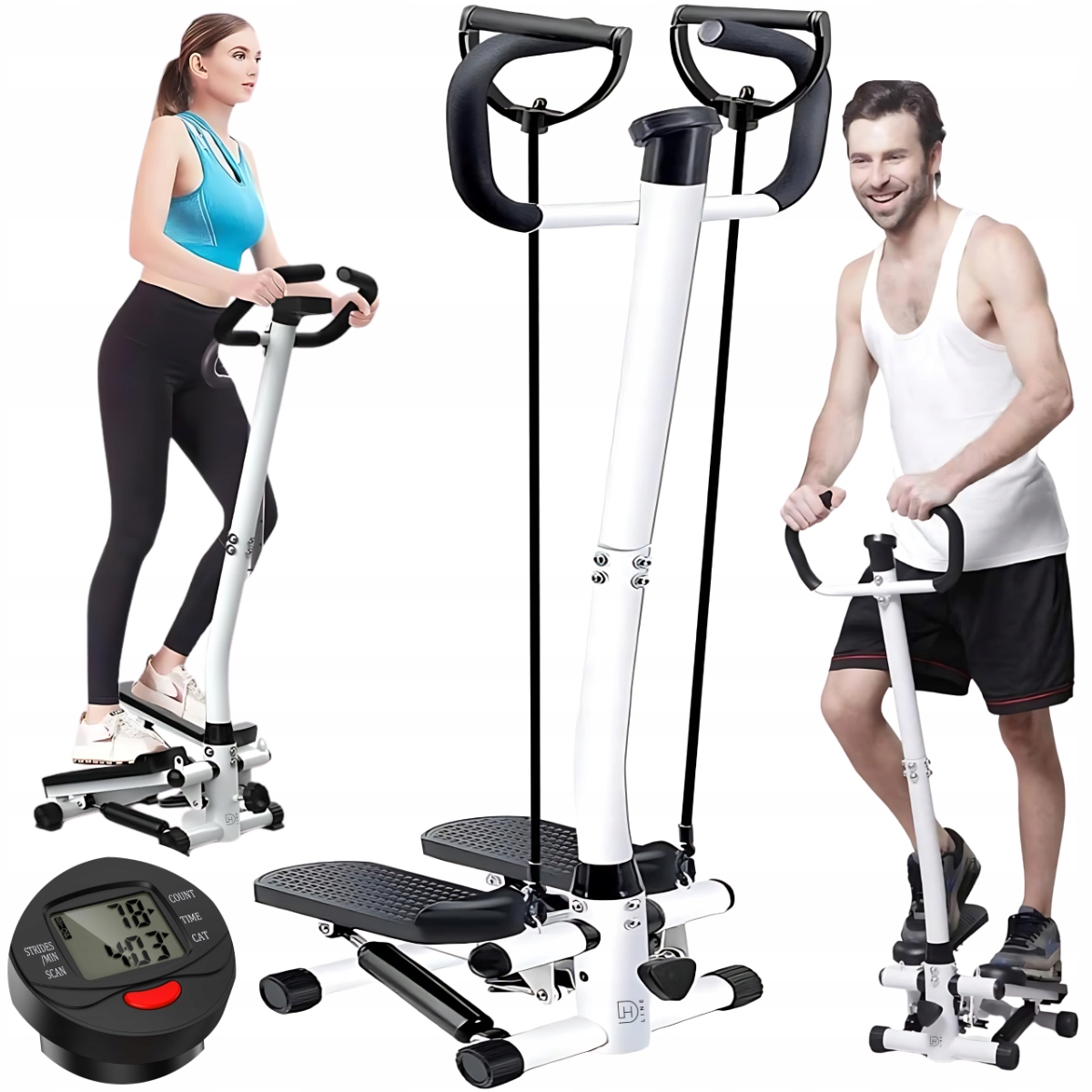 Stepper Steper Vysoký Bílý Pevný S Rukojetí A Rámem S Úchyty Pro Lanko Stacj
