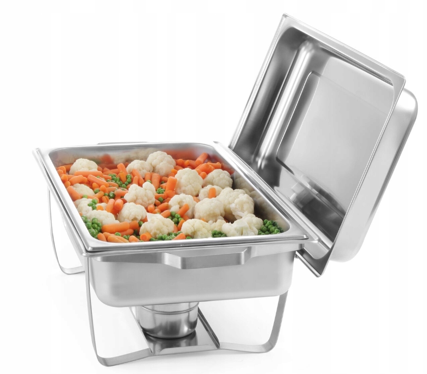 Podgrzewacz na pastę GN 1/19L -Stal nierdzewna, Podnoszona pokrywa, Zestaw Kolor srebrny