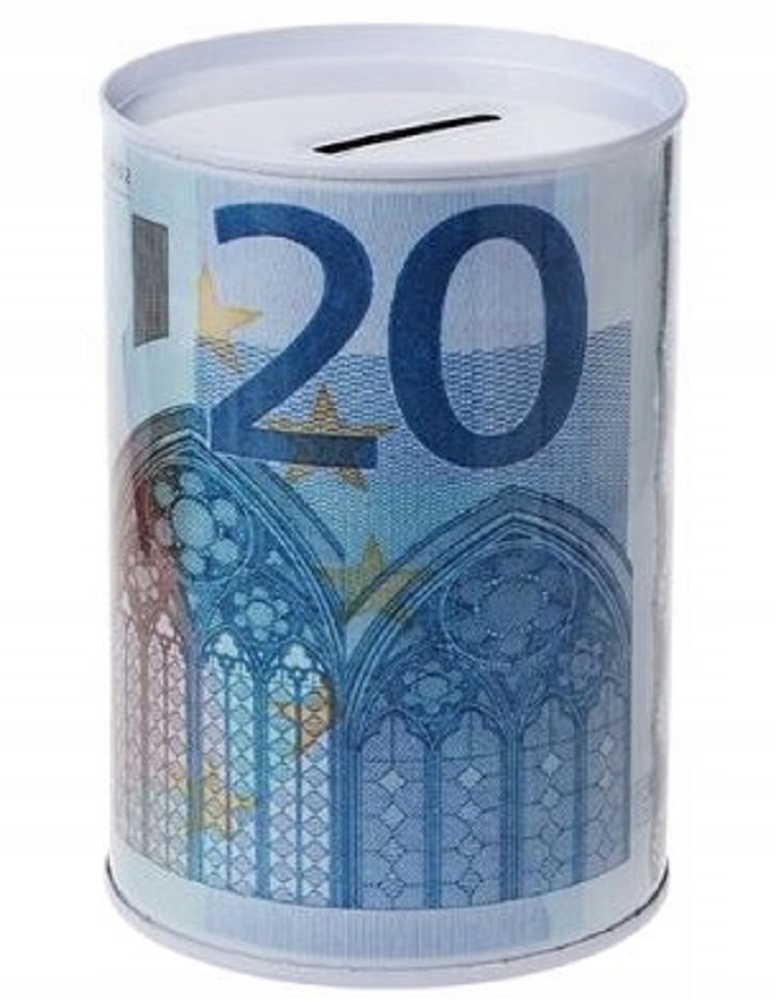

Skarbonka metalowa puszka Pln 20euro 15x10