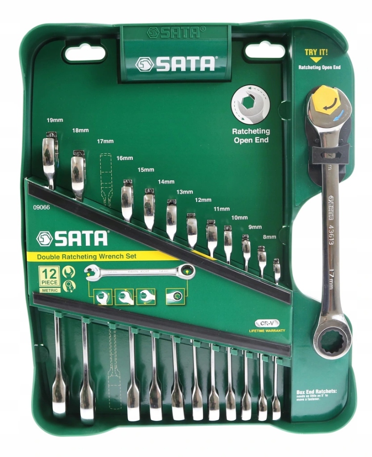 SATA 09066 zestaw kluczy plasko oczkowych 12 szt EAN 0102645803128