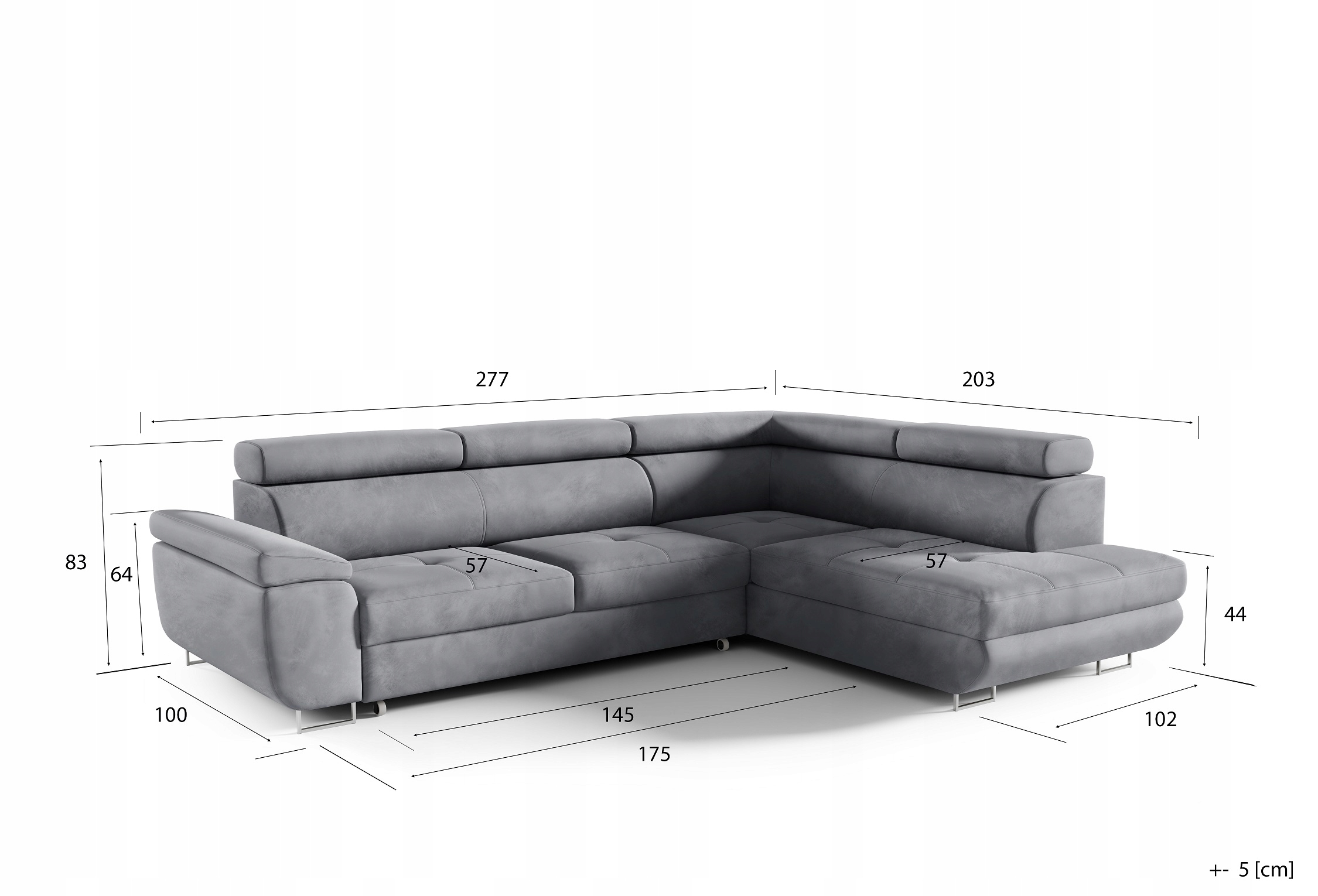 Narożnik rozkładany MONA GRAND grafit rogówka Marka Wera-Meble