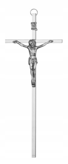 

Metalowy Srebrny Krzyż Na Ścianę 21 CM Wiszący