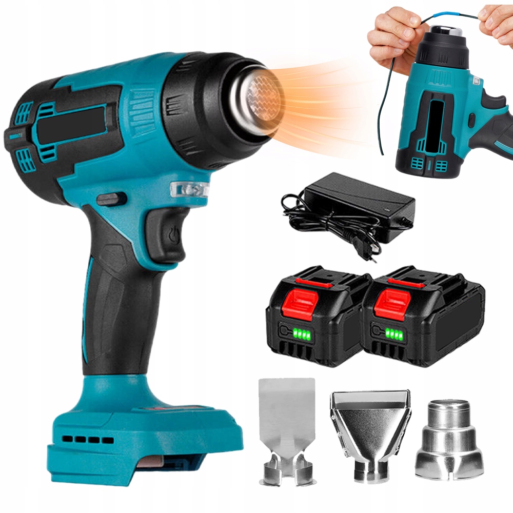 Multifunkční Elektrická Horkovzdušná Pistole 400 Stupňů Led 3 Trysky Ergonomická