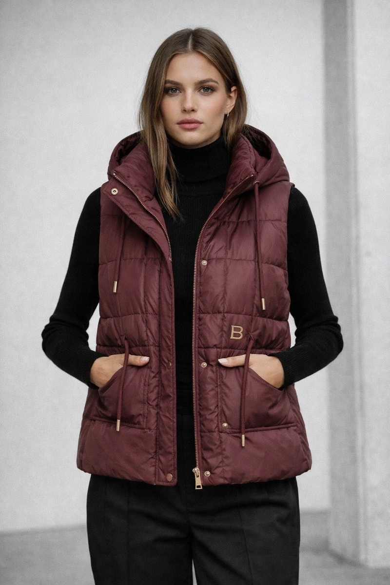 Krátký Vesta Kapuce B8600 Bordo XXL (44)