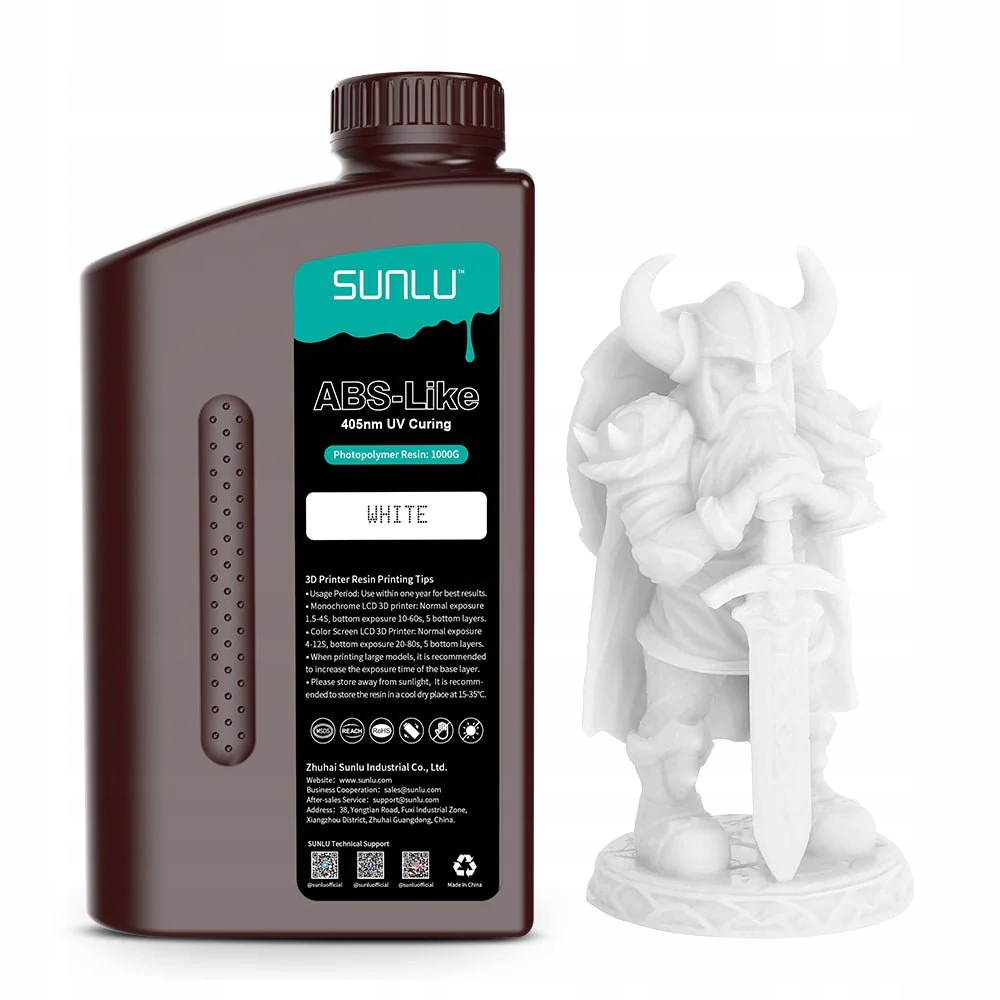 Sunlu pryskyřice Water Washable LCD UV-Curing Resin 1000 g bílá