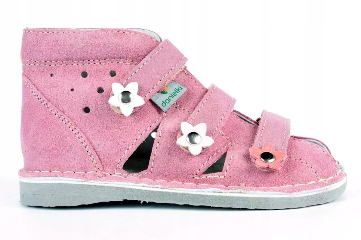 Danielki S124 róż profilaktyczne kapcie dla dziewczynki skórzane papcie R29 Rozmiar (new) 29