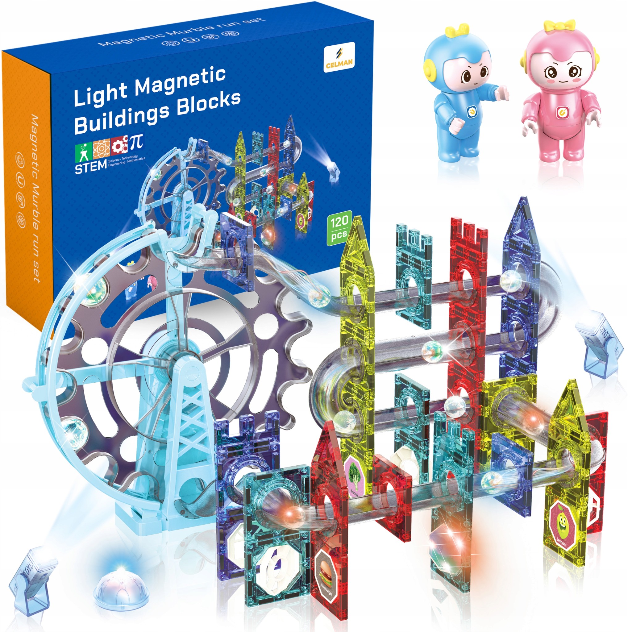 Klocki Magnetyczne Magic Zjazd kulek Magnetic 120 elementów