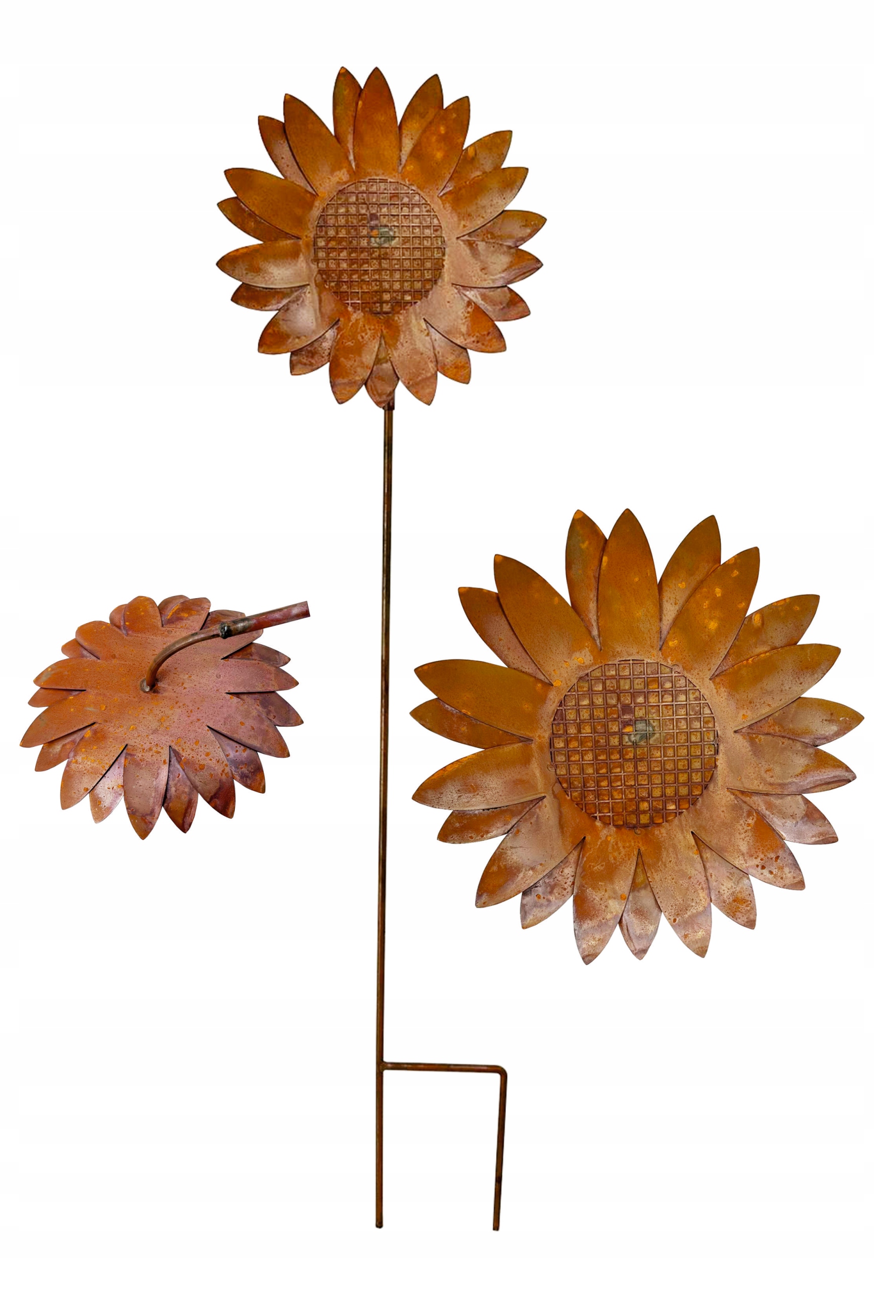 Dekorace do zahrady Květ Slunečnice Kovová Silná s 142 cm zapichovací rzí