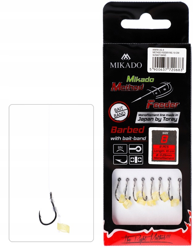 Mikado Przypon Mf z Gumką Hak "8" Żyłka 0,25mm/10cm 8szt/op