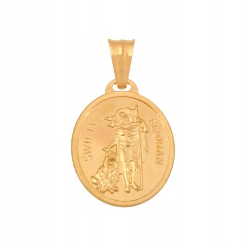 Zlatý medailon 585 s obrázkem svatého Floriána. Dárek k biřmování 14k