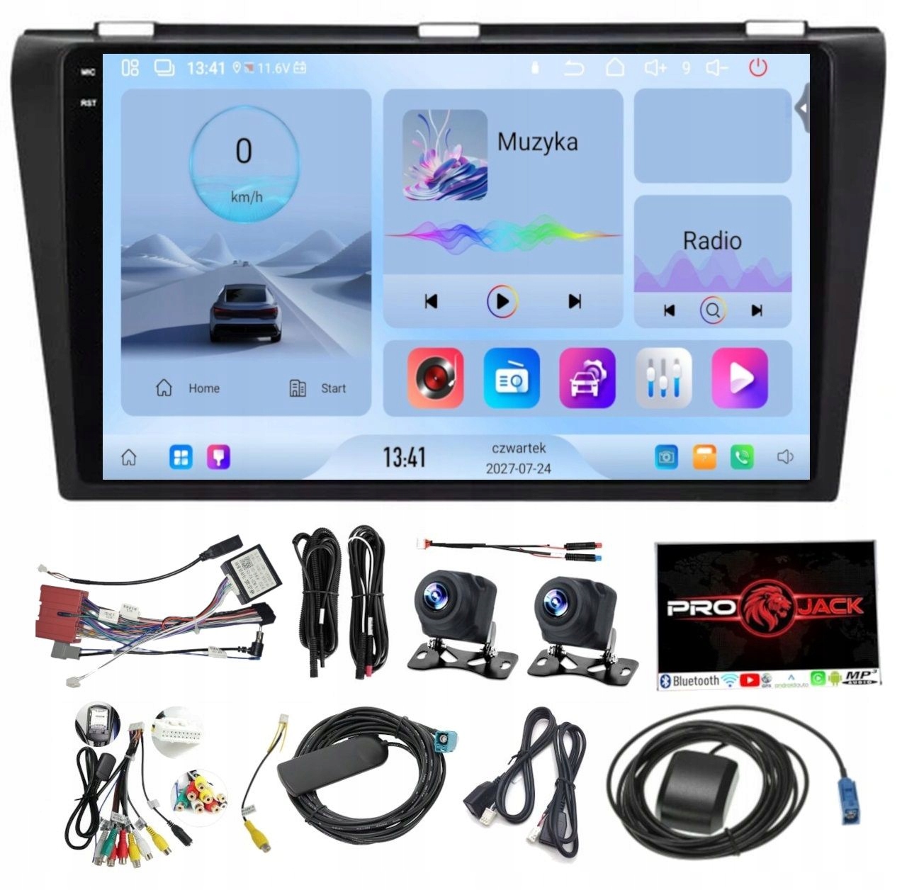 Rádio Navigace Carplay Gps Android Bt Mazda 3 2004-2009 4GB 64GB Sim