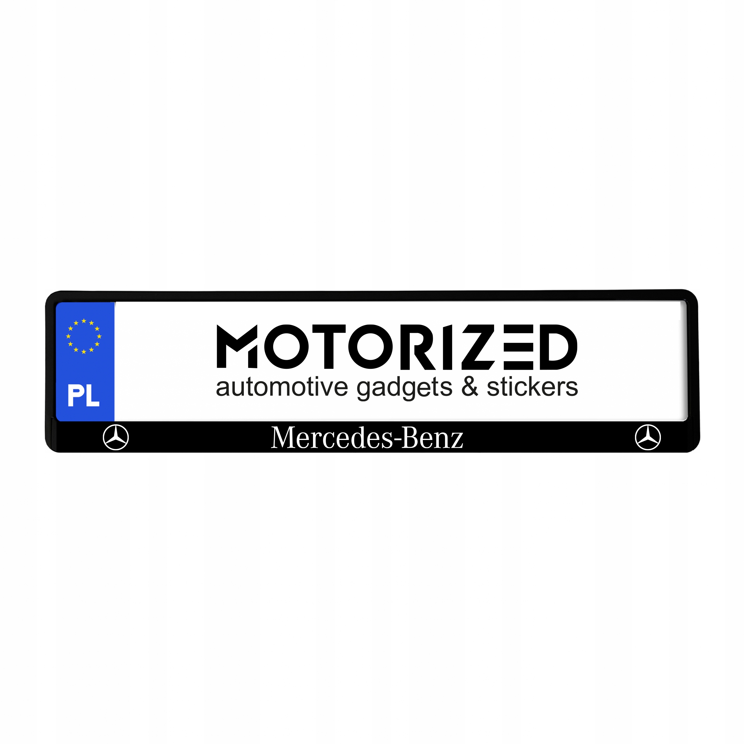 Ramka Ramki Tablicy Rejestracyjnej Mercedes Benz Napis 2 Logo 1 szt.