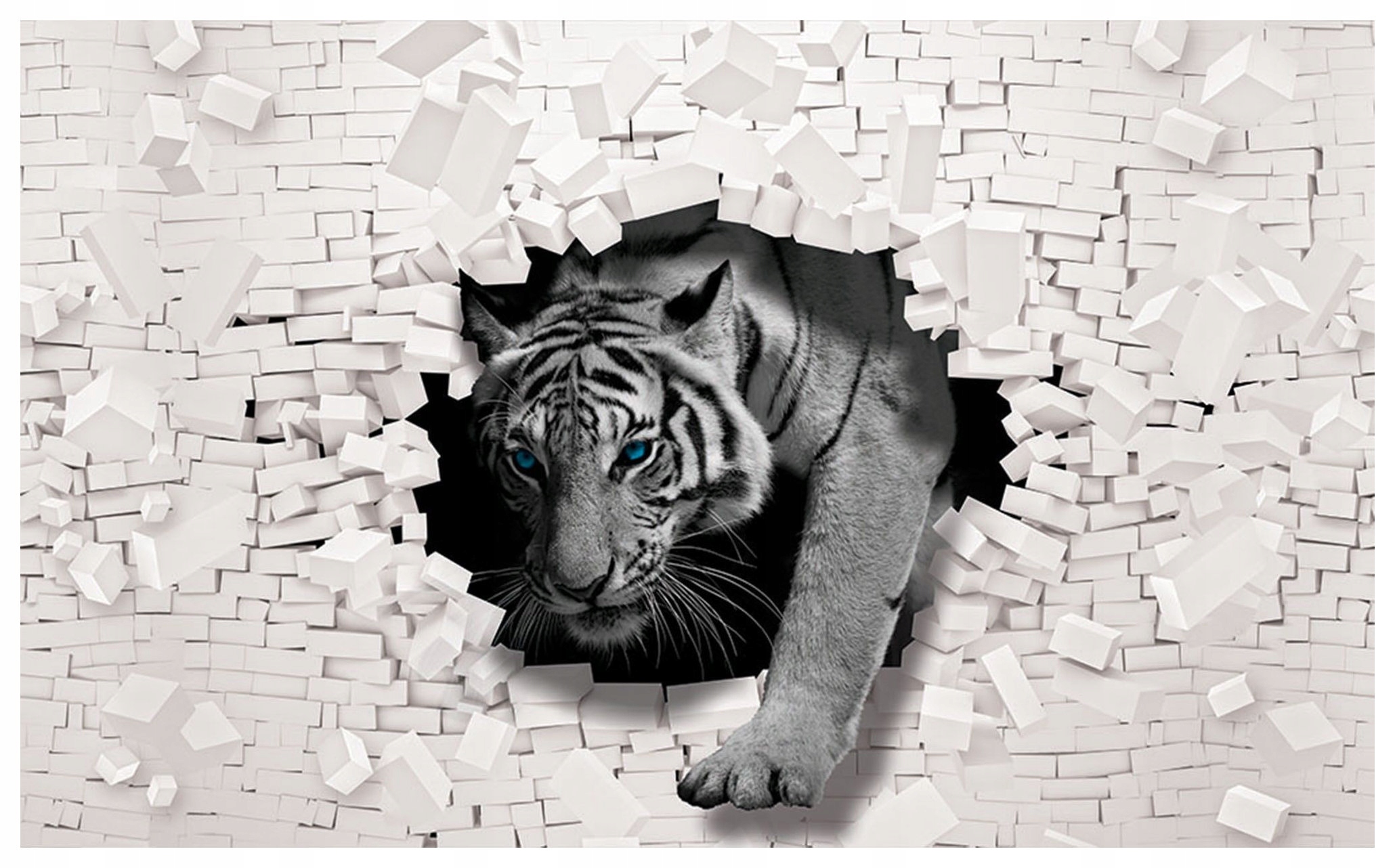 Vliesová fototapeta Tiger tehlová stena moderný dizajn 416x254 lepidlo