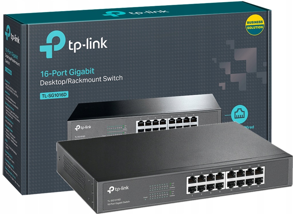 Switch Tp-link SG1016D 16 portow Gigabit Lan Montaż Rack