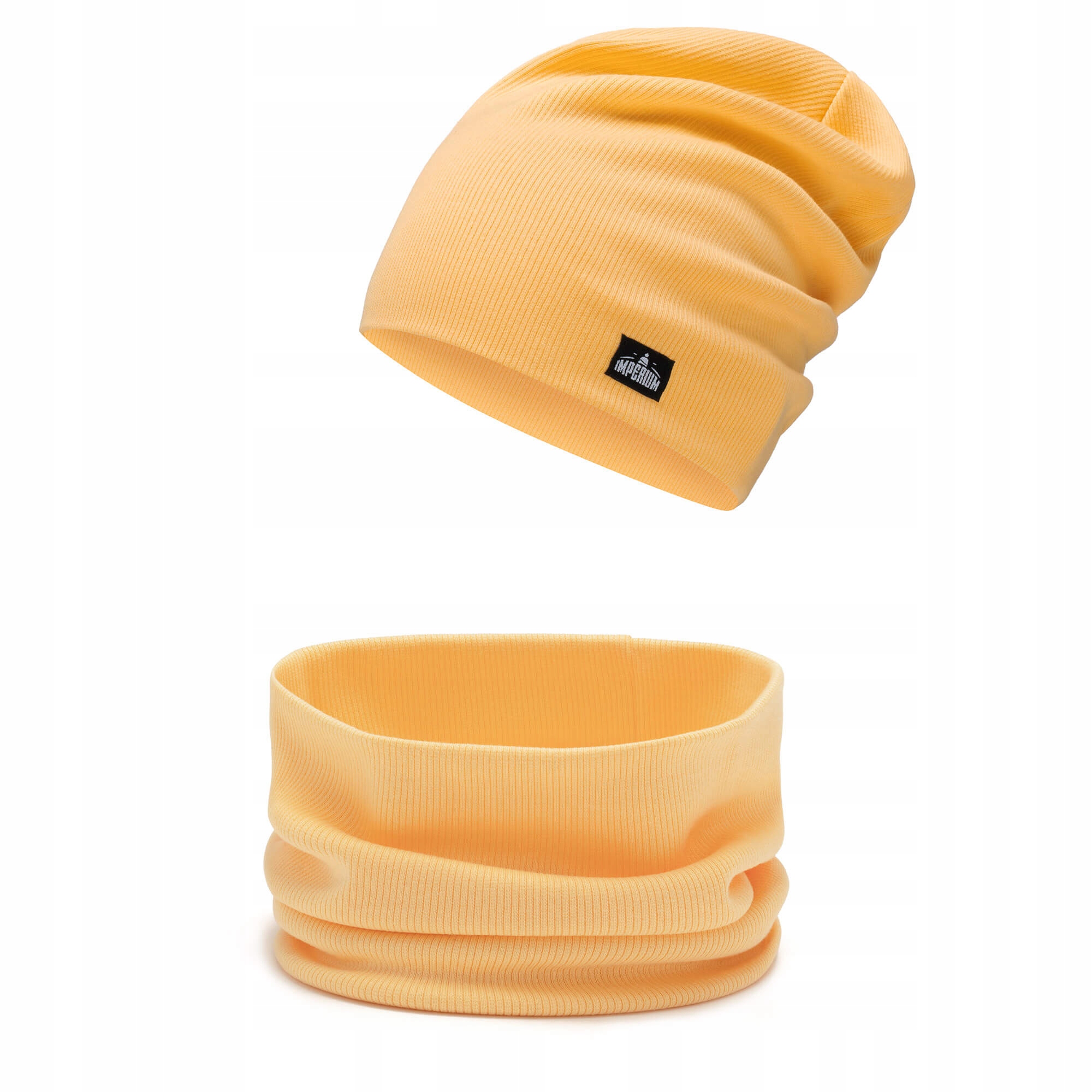

Czapka beanie + komin komplet na jesień Żółty