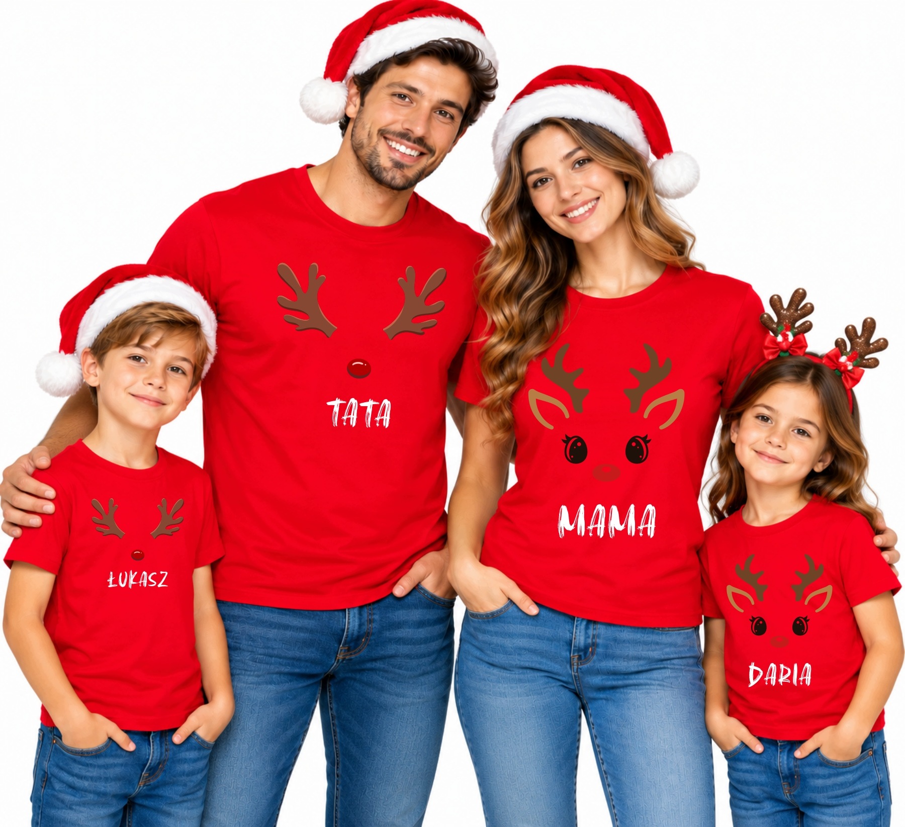 Vánoční trička 2+2 Rodinná personalizovaná vánoční Sob Jméno